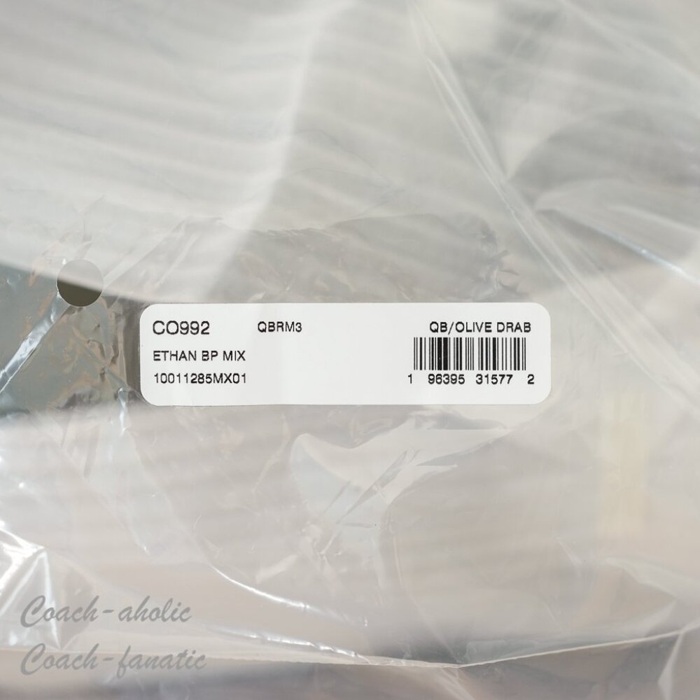 NWT Coach CO992 Ethan Canvas & Calf Leather Backpack in Gunmetal/Olive Drab - Picture 7 of 8